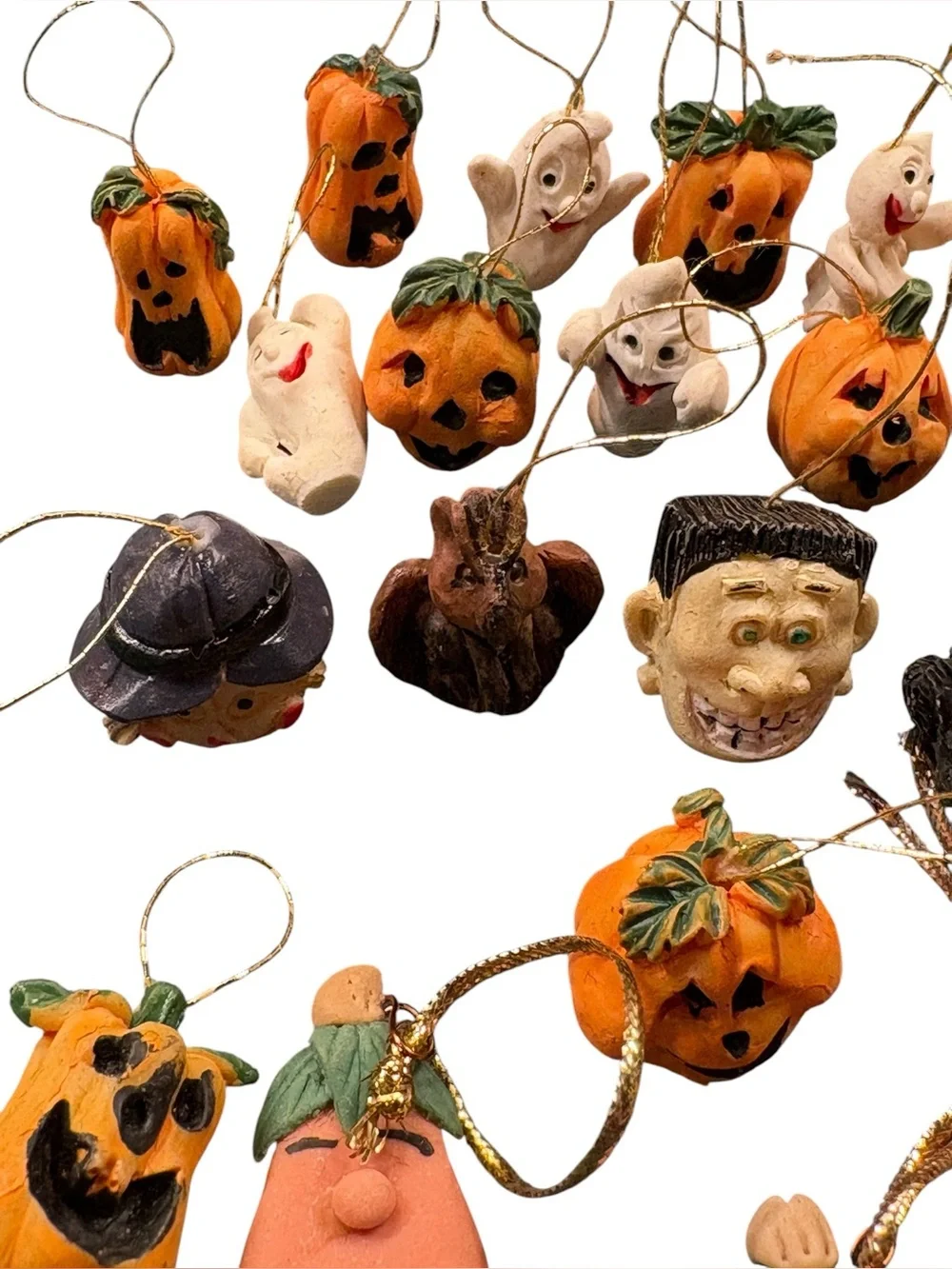 Halloween Vintage 40+ Miniature Ornaments Pumpkins Ghosts Monsters Witches Bats